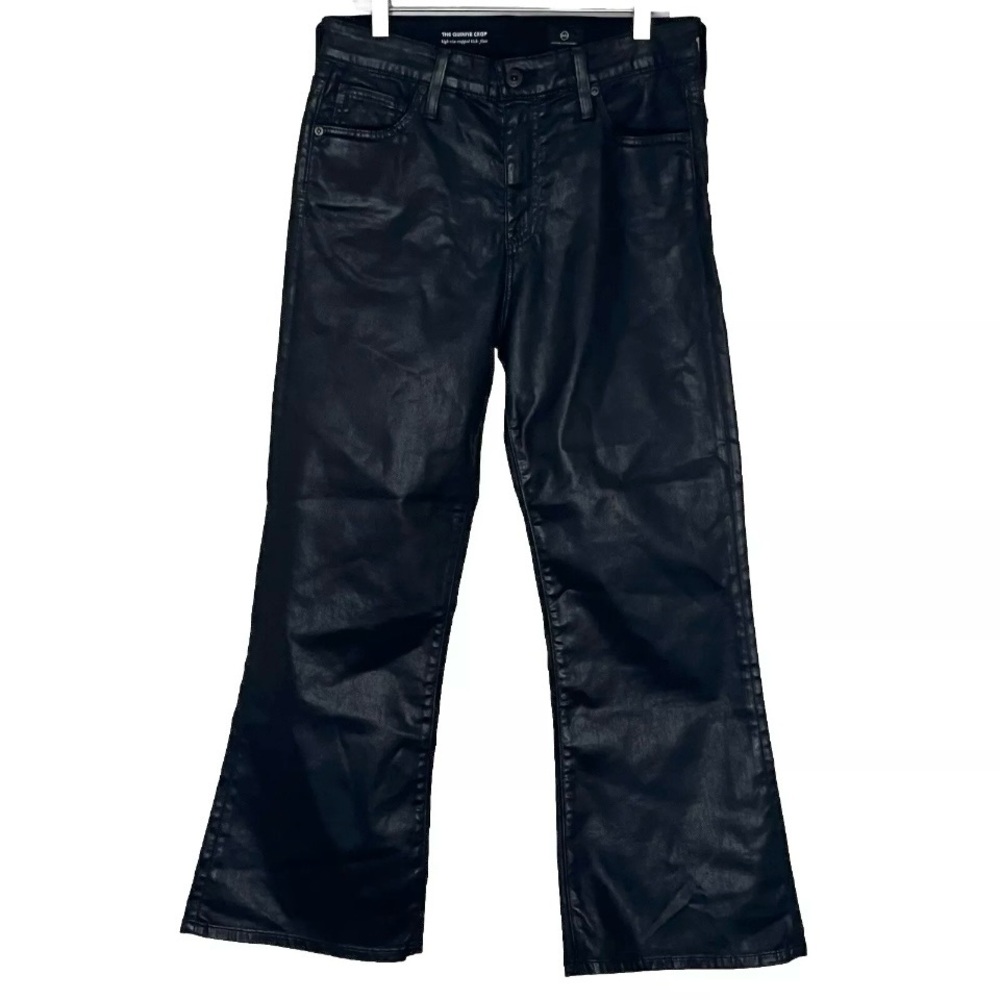 AG Adriano Goldschmied The Quinne high rise flare jeans size 30 black coated